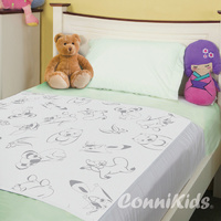 Conni Kids Reusable Bed Pad with Tuck-Ins Aussie Animals 100cm x 100cm