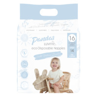 Pandas by Luv Me Large Nappies 9-14kg 4 Packs of 16 (64 Nappies)