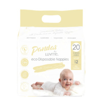 Pandas by Luv Me Small Nappies 3-6kg 4 Packs of 20 (80 Nappies)