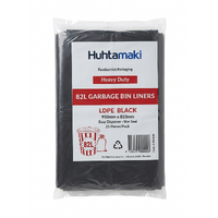 Huhtamaki Black Garbage Bin Liners Heavy Duty 82L Pack of 25