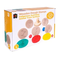 Educational Colours Wooden Dough Patterned Stamps - Indigenous Animal Track Brown