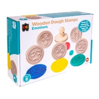 Educational Colours Wooden Dough Patterned Stamps - Emotions Brown