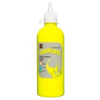Fluorescent Liquicryl Junior Student Paint Yellow 500mL