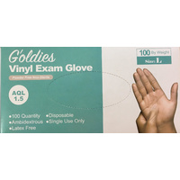 Goldies Clear Vinyl Powder Free Gloves Large 100's 