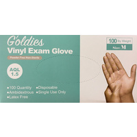 Goldies Clear Vinyl Powder Free Gloves Medium 100's 