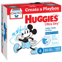 Huggies Ultra Dry Nappies Size 4 Toddler Boy 10-15kg 148's