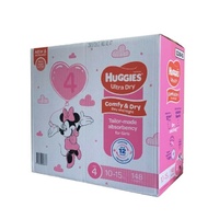 Huggies Ultra Dry Nappies Size 4 Toddler Girl 10-15kg 148's