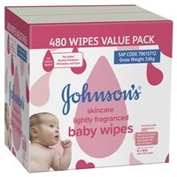 Johnson's Baby Skincare Wipes Lightly Fragranced 6 x 80's (480)