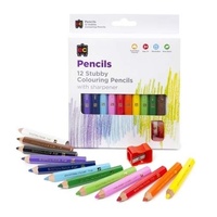 Jumbo Stubby Colouring Pencils Pack of 12 & Sharpener