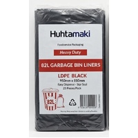 Black Garbage Bin Liners Heavy Duty 54L (5x50) Carton of 250's
