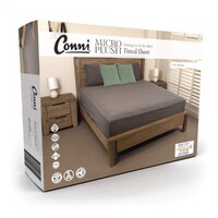 Conni Micro-Plush Waterproof Fitted Sheet Queen (153 x 203 x  40cm) - Charcoal