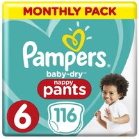 Pampers Baby Dry Nappy Pants Size 6 Junior 16+kg 116's