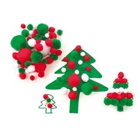 Pom Poms Green/Red/White Assorted Sizes 150 Pieces