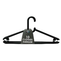 Plastic Clothes Hangers Black 10 Pack