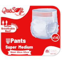 QueSoft Super Medium Adult Pants Waist 80-125cm Super 9D Pack of 14's