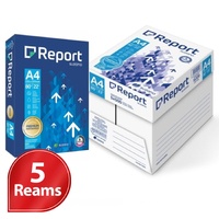 Report Premium A4 Copy Paper 80GSM White - 5 Reams - Carton