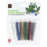 Rainbow Glitter Shakers Assorted Bright Colours Pack of 6