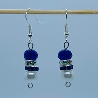 RaYisa Jewels Pearl & Royal Blue Dangle Earring