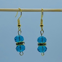 RaYisa Jewels Aqua Blue & Gold Dangle Earring