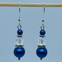 RaYisa Jewels Iridescent Blue & Crystal Clear Dangle Earring
