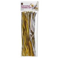 Twistable Ties  25cm Gold & Silver Pack of 150