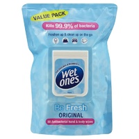 Wet Ones Be Fresh Original Antibacterial Wipes 80's