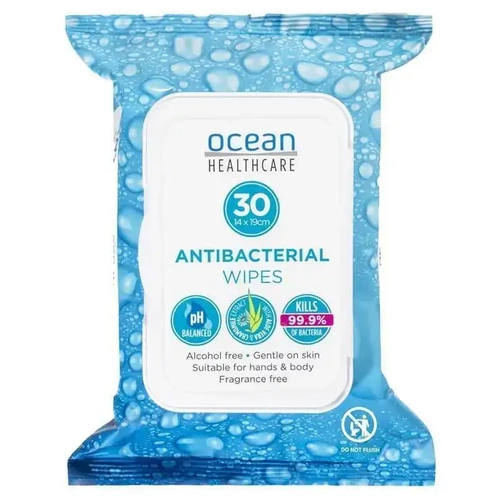 Ocean Antibacterial Wipes 14 x 19cm Pack of 30's