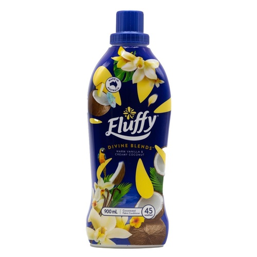 Fluffy Divine Blends Concentrated Fabric Conditioner Warm Vanilla and Creamy Coconut 900mL