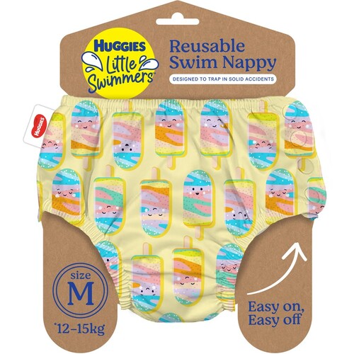 Huggies Little Swimmers Reusable Swim Nappy Smile-Pops Size M 12-15kg -  huggies