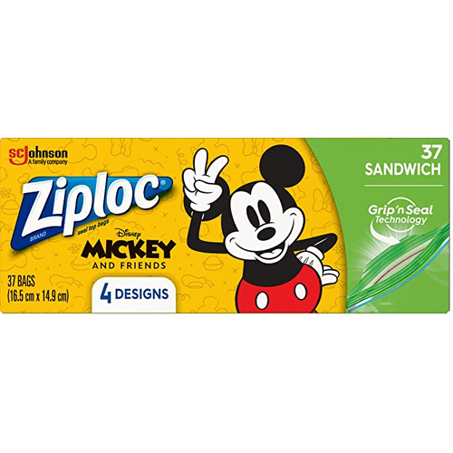 Ziploc Disney Mickey And Friends Plastic Sandwich Bags (16.5x14.9 cm