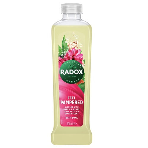 Radox Feel Pampered Bath Soak with Minerals, Herbs, Shea Butter & Ginger 500mL