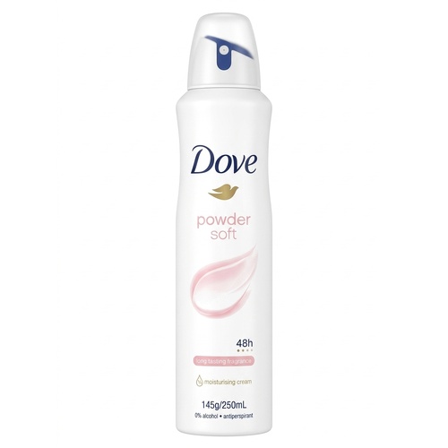 Dove Powder Soft Antiperspirant Deodorant 1/4 Moisturising Cream  0% Alcohol 250mL