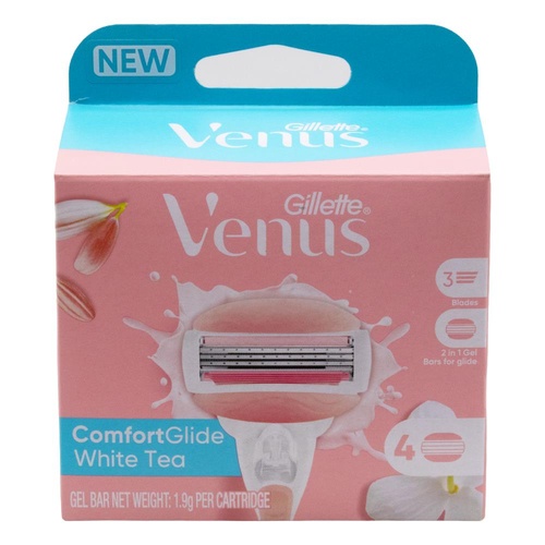 Gillette Venus ComfortGlide 3-Blade Razor Blades White Tea Pack of 4