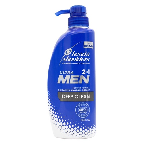 Head & Shoulders Ultra Men Deep Clean 3X Action Anti-Dandruff Shampoo + Conditioner 2-in-1 550mL