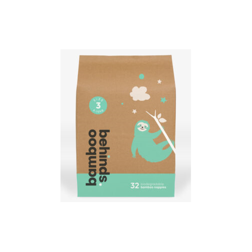 Bamboo Behinds Premium Eco Nappies Size 3 Crawler 6-10KG Pack of 32's