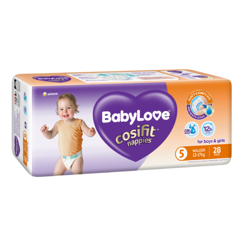 Baby Love Nappies Size 5 Walker 12 - 17KG (3x28) Carton of 84's