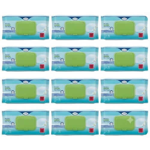 TENA ProSkin Plastic Free Wet Wipes XL Size 30×20cm (12x80) Carton of 960