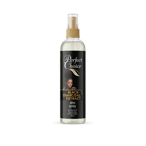 Perfect Choice Black Charcoal Extract Afro Spray Anti-Dandruff Conditioning Soft & Smooth Shine 350mL (11.84 oz)
