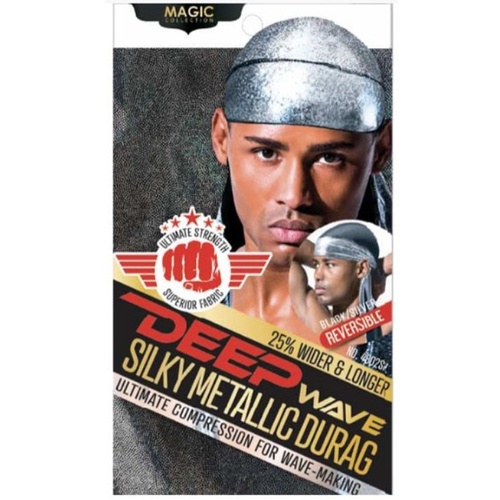 Magic Collection Deep Wave Silky Metallic Durag Silver