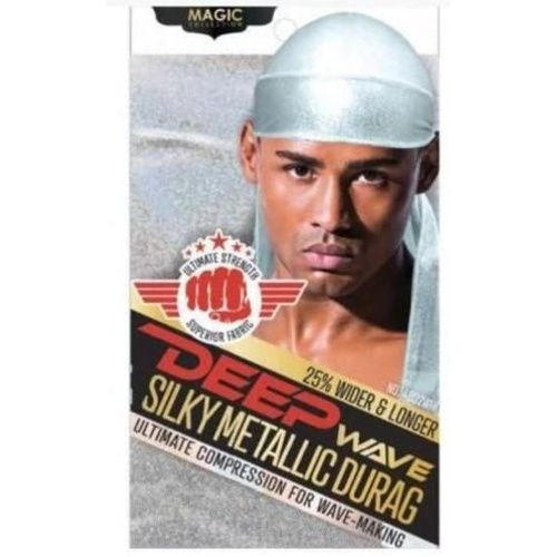 Magic Collection Deep Wave Silky Metallic Durag White