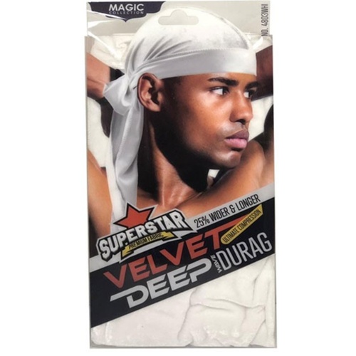 Magic Collection Superstar Velvet Deep Wave Durag White