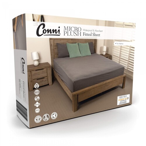 Conni Premium Waterproof Mattress Protector - with Micro-Plush Technology t King (183 x 203cm x 40cm) - Charcoal