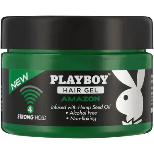 Playboy Amazon Hair Gel Infused with Hemp Seed Oil Strong Hold, Alcohol Free, Non-Flaking 250mL