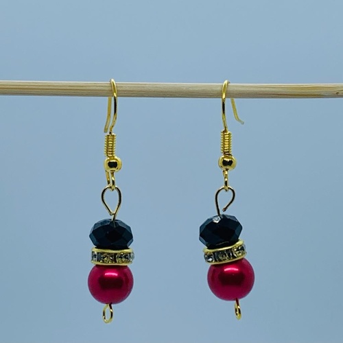 RaYisa Jewels Ruby & Black Dangle Earring
