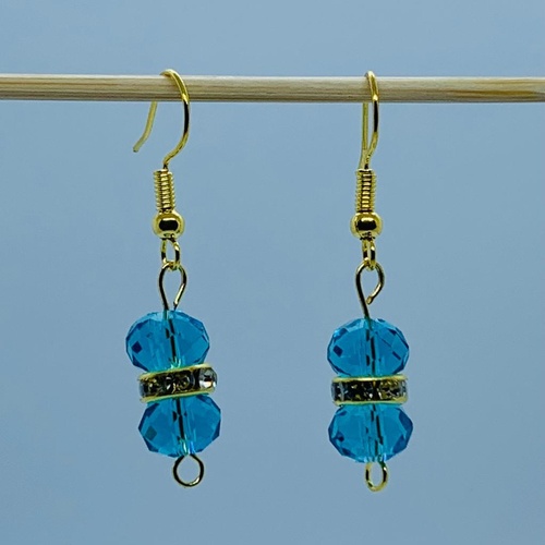 RaYisa Jewels Aqua Blue & Gold Dangle Earring