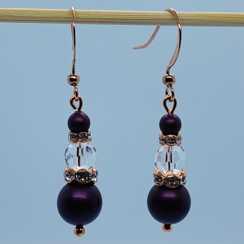RaYisa Jewels Plum & Crystal Clear Dangle Earring