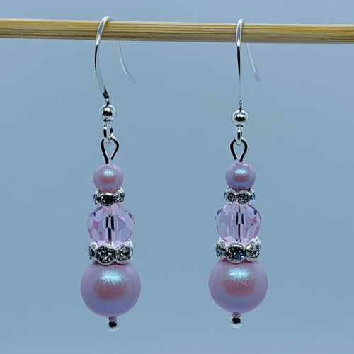 RaYisa Jewels Pink & Crystal Clear Dangle Earring
