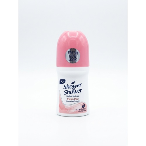 Shower to Shower Ladies Roll On Musk Alive 72 hour 50ml