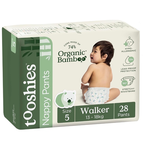 Tooshies Organic Bamboo Nappy Pants Size 5 Walker 13-18kg Pack of 28